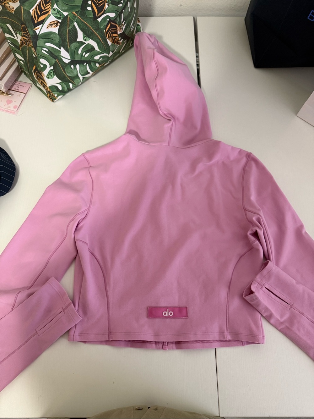 ALO Yoga Pink Hooded Crop Jacket